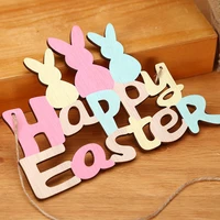 easter bunny party decoration kids gifts baby shower decor easter decorations for home wood craft pendant ornaments diy graffiti