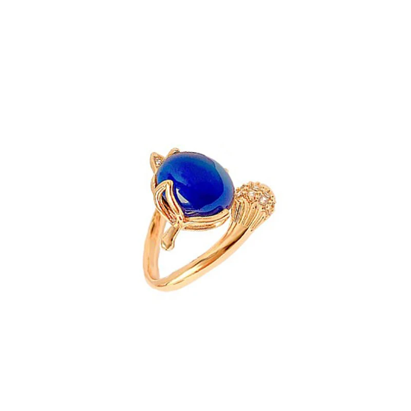 

Fox Head Golden Opening Rings For Woman With Color Changing Design 2021 New Fashion Unusual Ring For Korean Jewelry Party Girl
