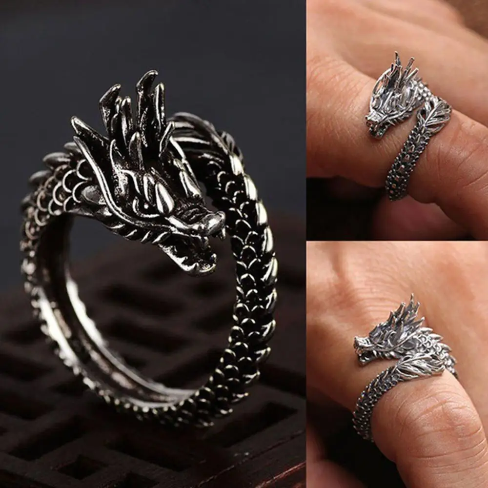 

Milangir Stereoscopic New Retro Punk Exaggerated Snake Dragon Ring Fashion Personality Snake Opening Adjustable Ring