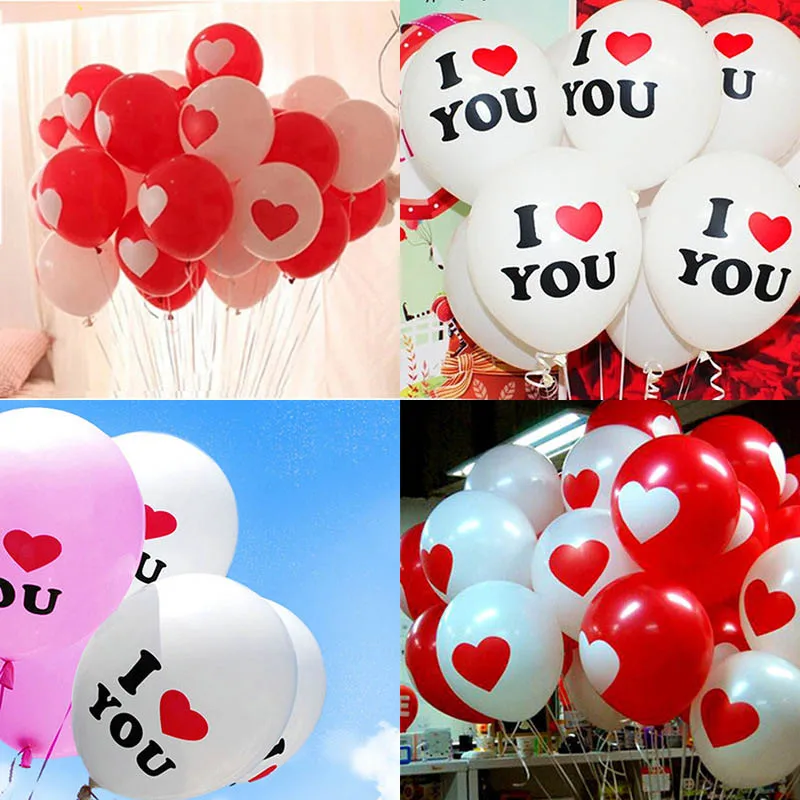 10 шт 12 дюймовые гелиевые воздушные шары в форме сердца I LOVE YOU латексные декорации