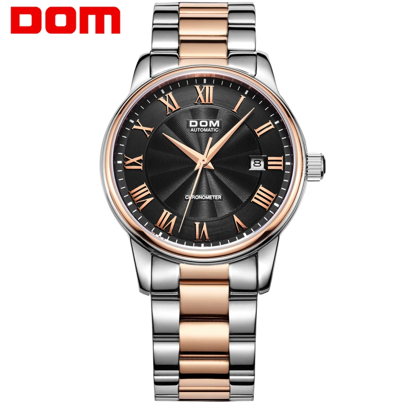 

DOM Men Watch Top Brand Luxury Waterproof Mechanical Watches Stainless Steel Sapphire Crystal Automatic Date Reloj Hombre swiss