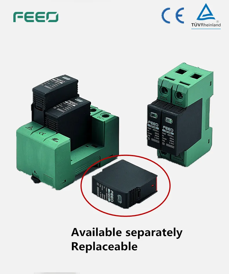 SPD DC 600 в 800 в 1000 в 1500 В модульный сердечник din-рейка Солнечная наружная защита питания защитное устройство Защита от перенапряжения