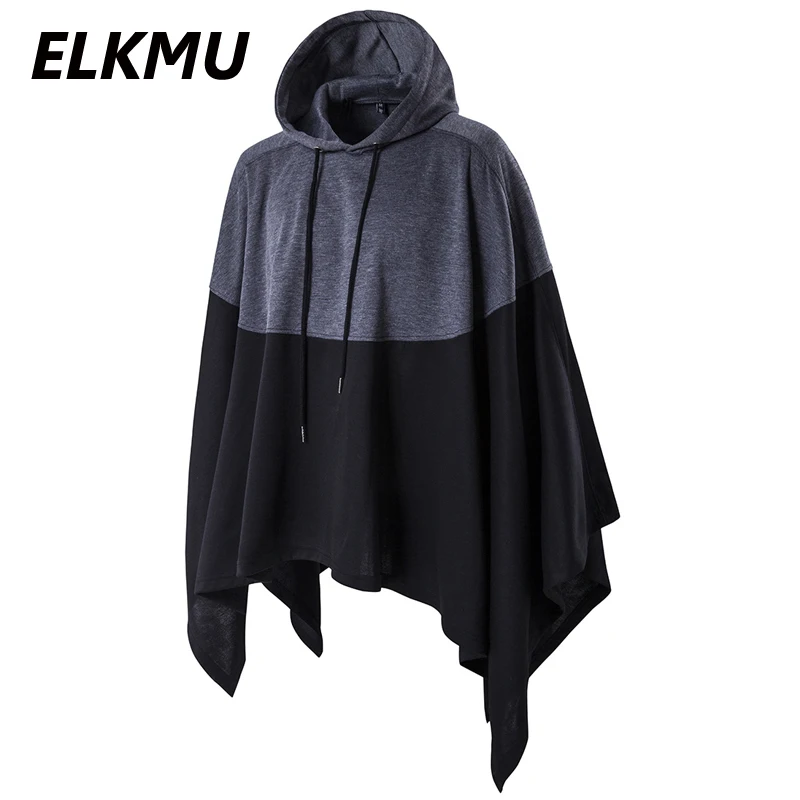 

ELKMU свободная накидка Мужская Уличная одежда в стиле пэчворк, женские толстовки, 4XL, 5XL, модная Осенняя Объемная толстовка с капюшоном HM643