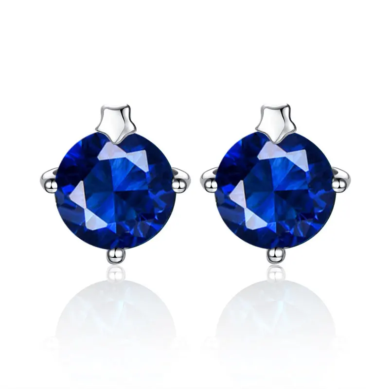 sapphire Серьги-гвоздики с драгоценным камнем kuolit Diaspore Zultanite для женщин, однотонные 925 пробы серебряные цветные серьги для помолвки, хорошее ювелирное изделие - Цвет камня: sapphire