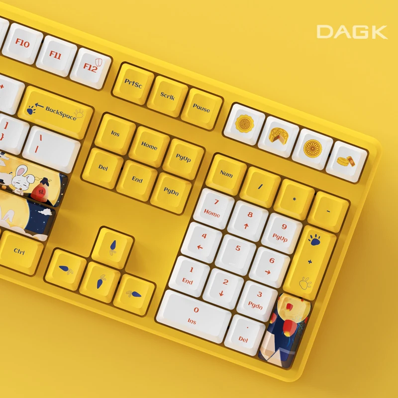 

DAGK cute rabbit flying to the moon mechanical keyboard keycap Mid-Autumn Festival theme thickened PBTsublimation keycaps