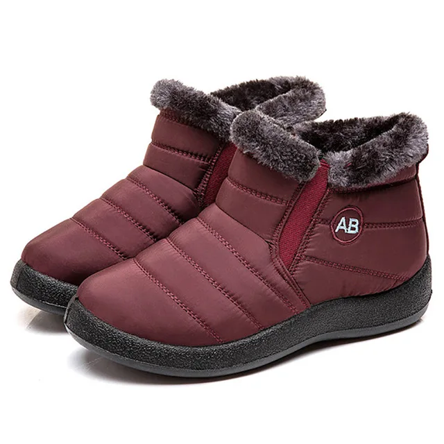wine red 02 TIMETANG/женские ботильоны; меховые тёплые ботинки; зимние ботинки; зимняя обувь для женщин; водонепроницаемые ботинки с подкладкой; зимние ботинки; женская обувь - Цвет: wine red 02
