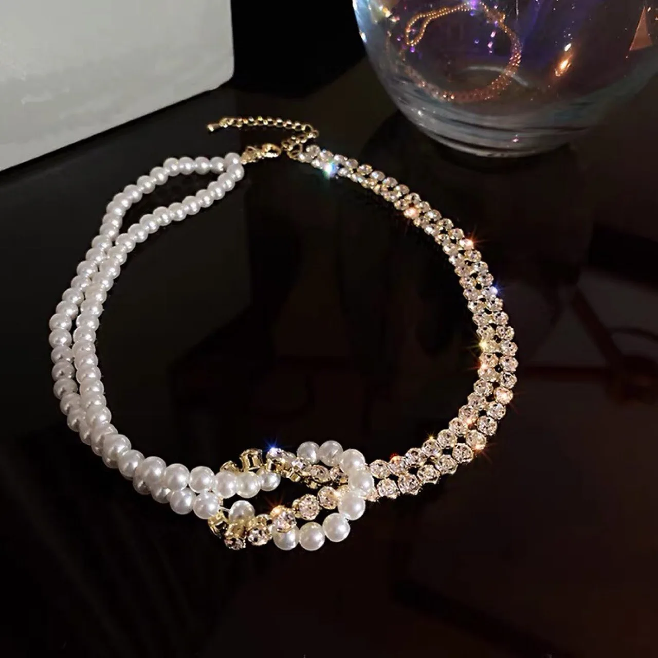 

Zircon Ppearl Spliced Necklace With Light Luxury Collarbone Chain For Stylish Temperament 2021 Senior Sense Accessories Party
