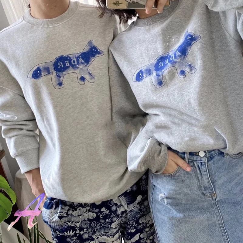 

ADER ERROR Sweatshirts Oversize Men's Women's High Quality Splash Ink Fox Round Neck Terry Sweatshirt Adererror Pullover