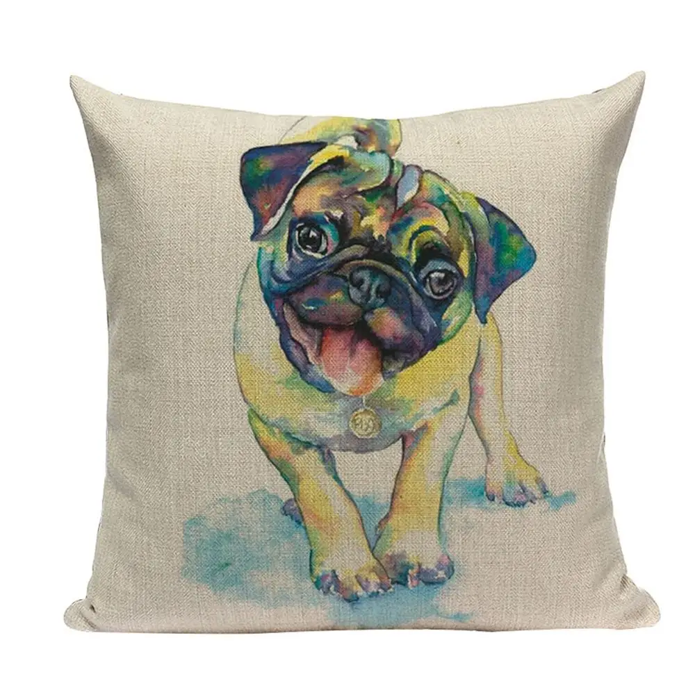 

New Hug Pillowcase Cute Funny Dog Theme Linen Hug Pillowcase 45*45cm Funny Cute Puppy Pattern Linen Material Hug Pillowcase