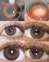 CherryCon chestnut brown Gold powder Contact Lenses Colored Soft for Eyes small beautiful pupil Contact Lens Myopia cosplay