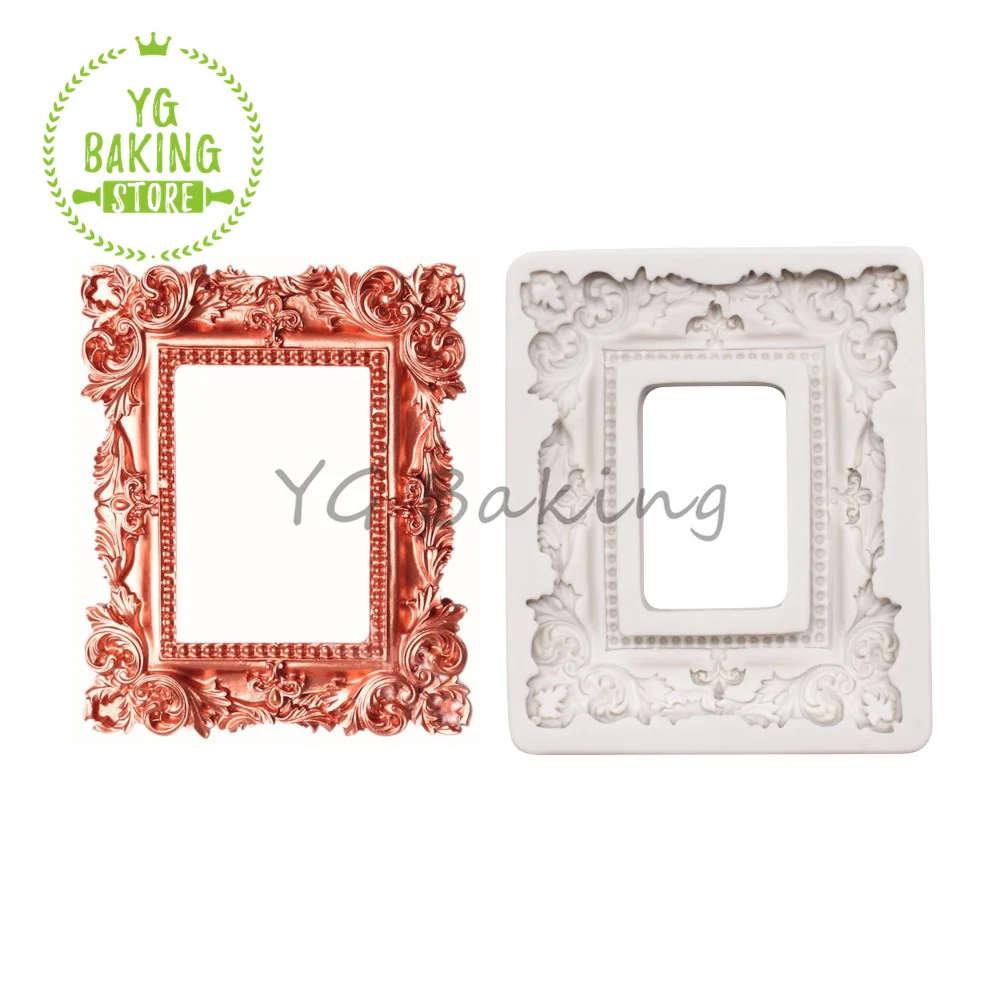 

Dorica Square Shape Lace Frame Silicone Cake Mould Fondant Cake Decorating Tools Kitchen Accessories Baking Mold