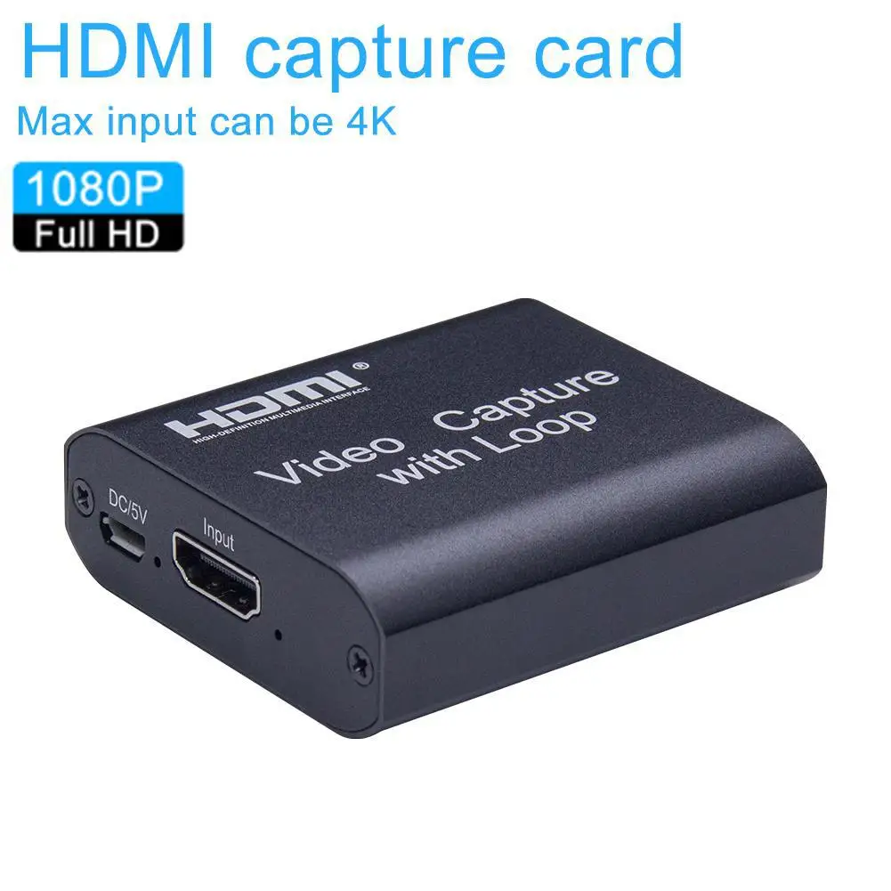 

Video Capture Device HDMI To USB 2.0 Video Capture Card Dongle Game Record Live Streaming Broadcast Local Loop Out