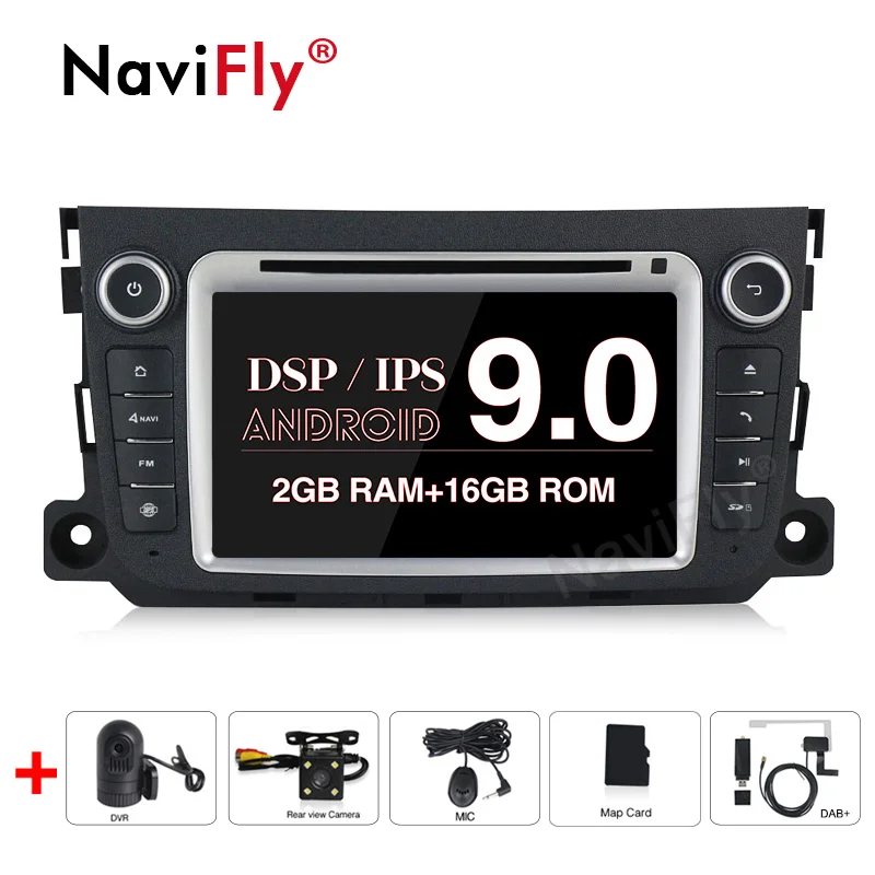 8Core ips DSP 4G 2din Android 9,0 автомобильный dvd-радиоплеер gps навигация для Mercedes Benz Smart Fortwo 2012 2013 JBL gps - Цвет: 4Core Camera DVR DAB