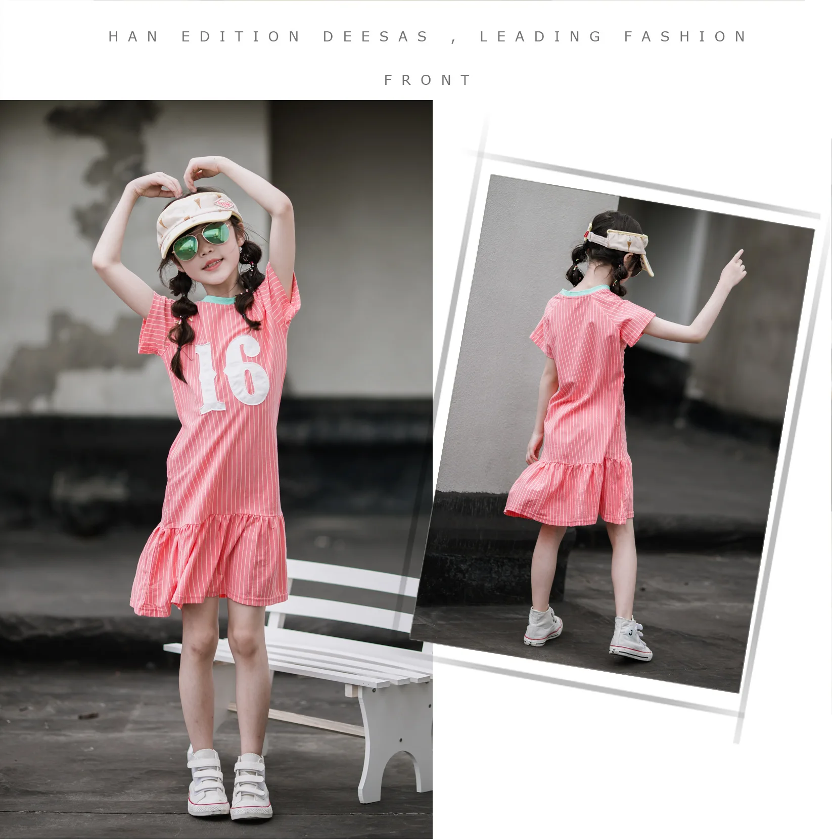 4 6 8 10 12 14 16 Yrs Summer Stripe Letter Printed Girls Dress Children Cotton Ruffle Dresses Teen Casual Sport Clothes | Детская одежда
