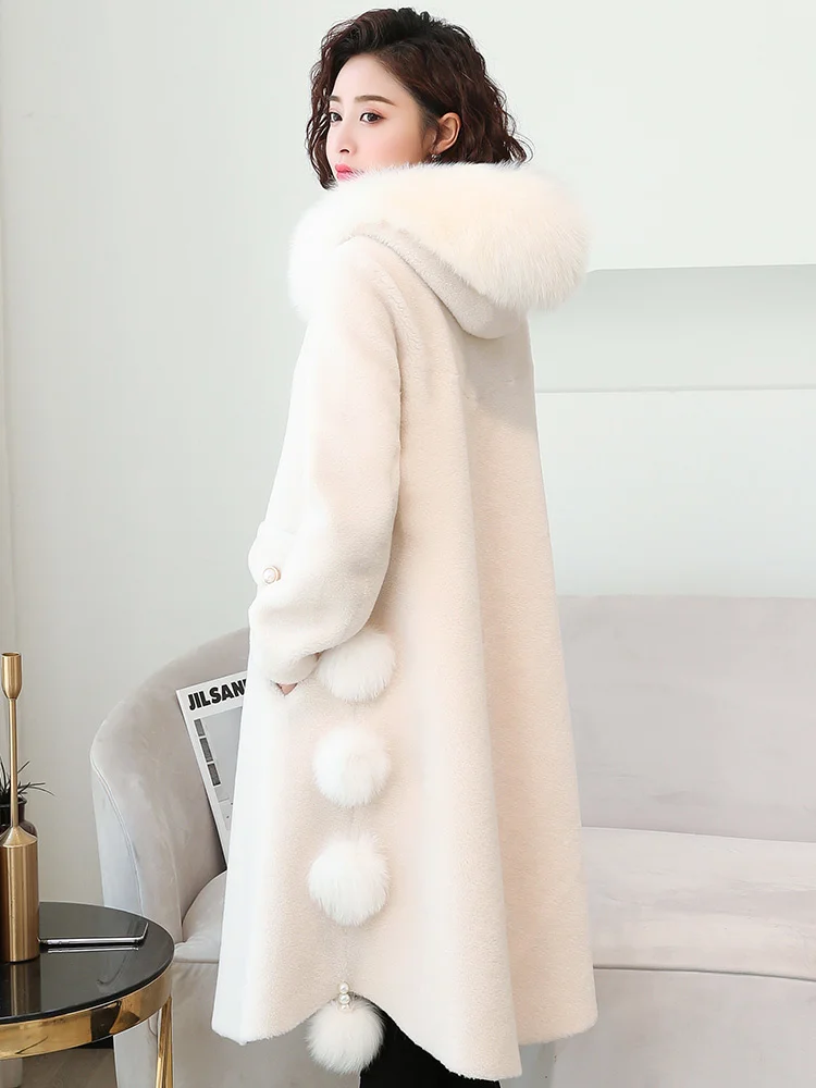 

Пальто для стрижки овец женское среднее и длинное меховое воротник 2021 гранулированное меховое интегрированное меховое пальто a-word версия