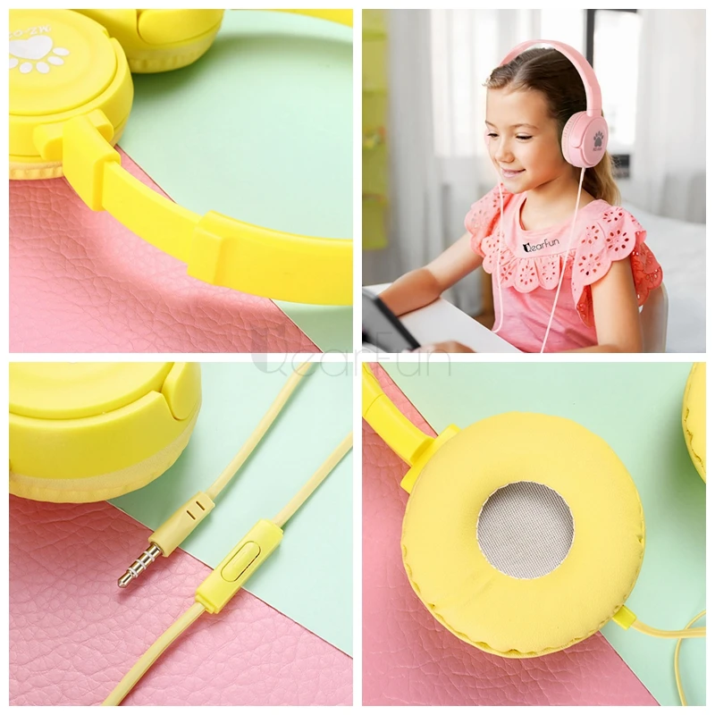 Симпатичные Проводные детские наушники с микрофоном супер 3D стерео игровая