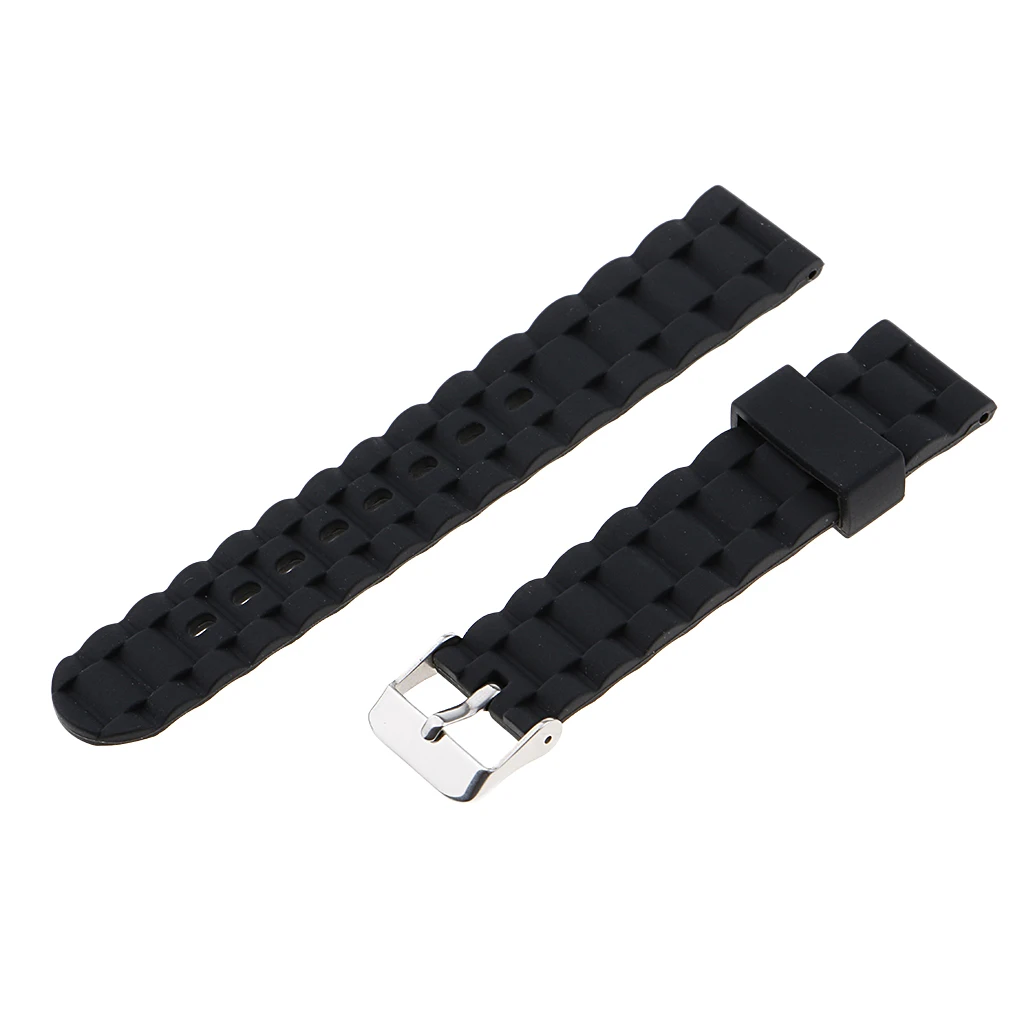 

Fashion Charm Unisex Silicone Watchband Stainless Steel Buckle Black