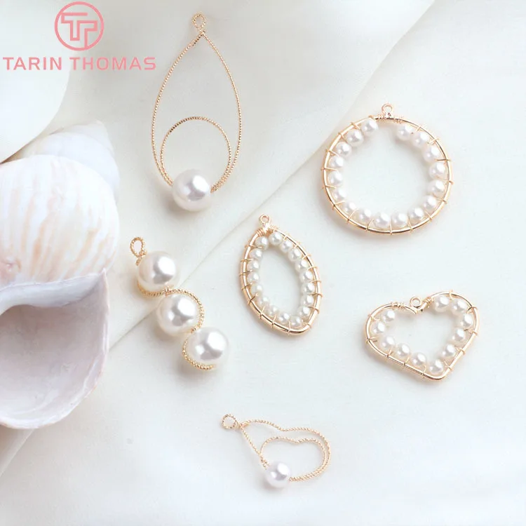 4 шт 24K позолоченные жемчужные круглые подвески в форме сердца Подвески для
