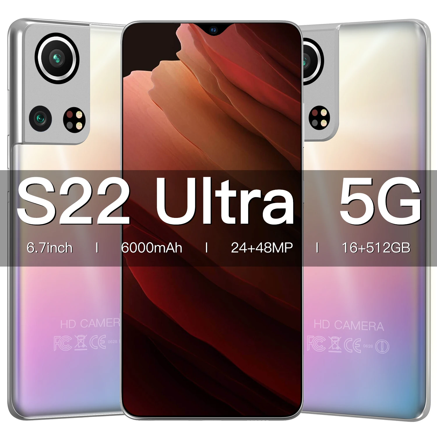 

Global Version S22 UItra 6.7 Inch 16+512G 24MP+48MP Smartphone 4G 5G MT6989 10 Core 6000MAH Android10.0 Face Finger ID GPS