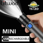 Миниатюрный USB Перезаряжаемый светодиодный фонарик со встроенным аккумулятором, водонепроницаемый кемпинг, масштабируемый алюминиевый фонарь для самообороны, светильник фонарь Z60