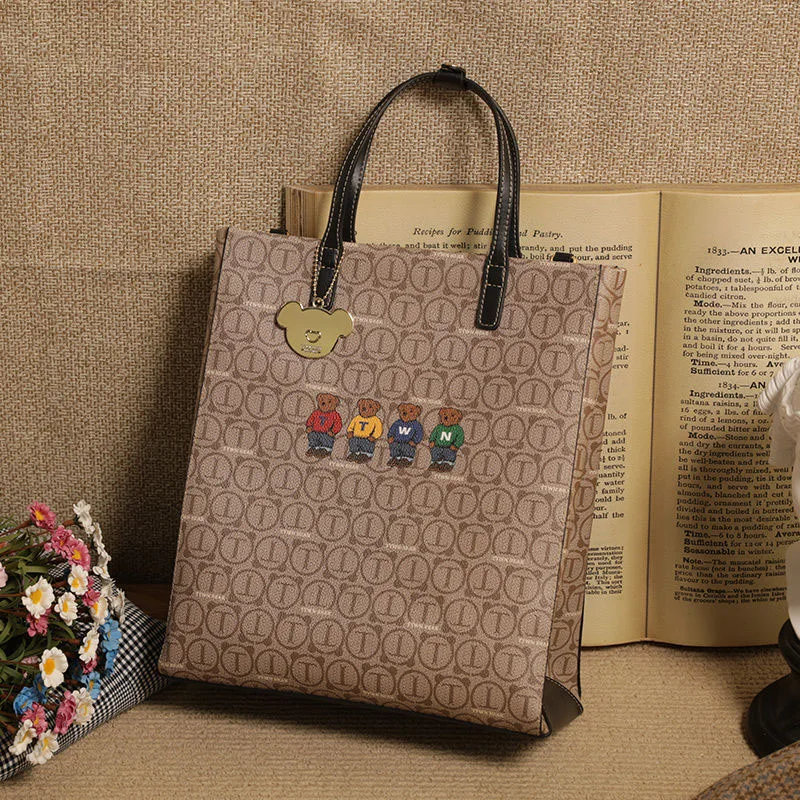 

Capacity portable tote bag Large bag female printing bear bag Korean female bag shoulder bag large