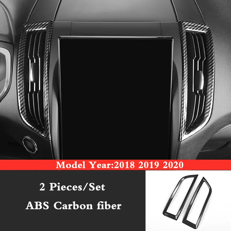 

ABS Carbon fiber Car middle air outlet Decoration Cover Trim Sticker Car styling Accessories 2018 2019 2020 For Ford Edge 2pcs