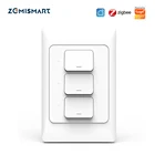 Настенный светильник Zemismart Zigbee, переключатели, умный выключатель, нейтральный, дополнительный, 1, 2, 3 банды, Alexa, Google Home, Tuya, Smart Life, App110, 220 В