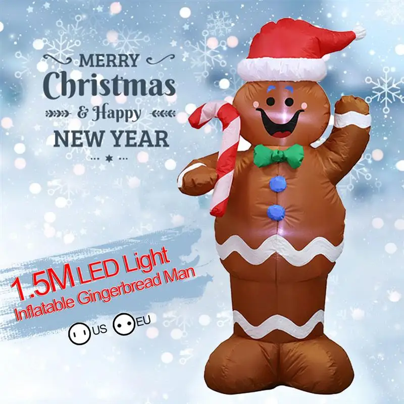 

1.5m Inflatable Model Lighted Christmas Inflatable Snowman with Hat LED Yard Art Decorat Christmas Decorations for Home