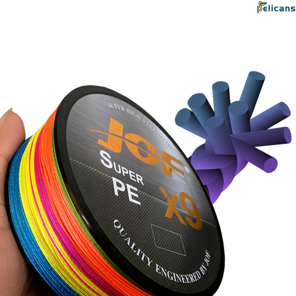 

2020 NEW JOF X9 500M 300M 100M Braided Fishing Line 9 Strands MultiColor Multifilament Saltwater PE Line 20 24 35 40 50 65 80LB
