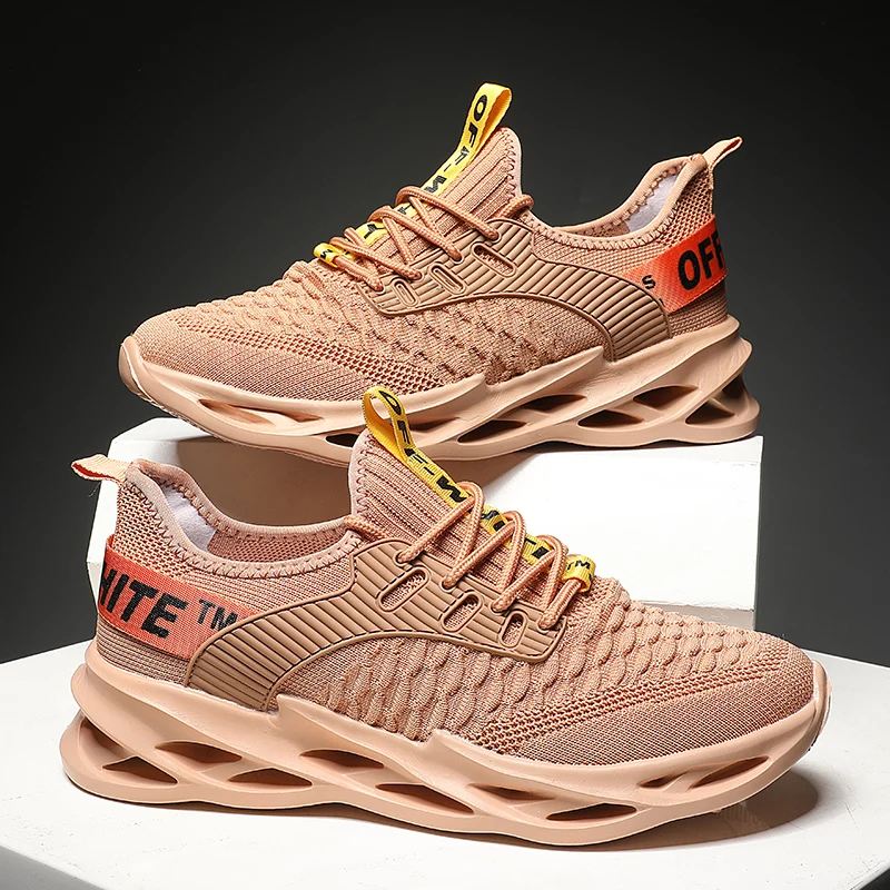 

Brown Men's Sneakers Breathable Mesh Free Running Shoes Outdoor Fashion Male Sports Shoes Comfortable No-slip Male Sneakers