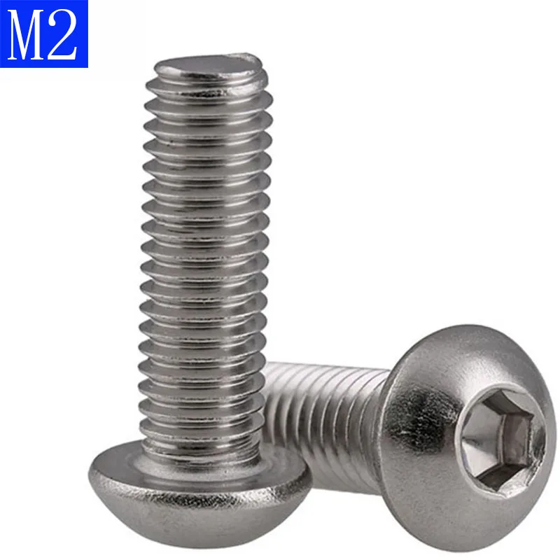 

M2 2mm M2 - 0.4 Metric 304 Stainless Steel Hex Socket BUTTON HEAD Screws Bolt A2