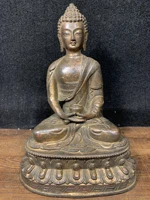 9chinese folk collection old bronze cinnabar lacquer amitabha shakyamuni lotus terrace sitting buddha enshrine the buddha