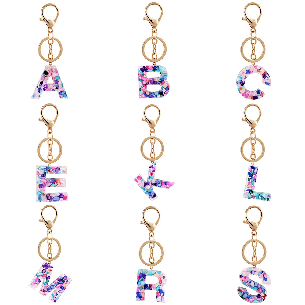 

2021 Fashion Initial Letter Keychain Trendy Creative Colorful 26 English Letter Resin Handbag Keyring Accessories For Women Men