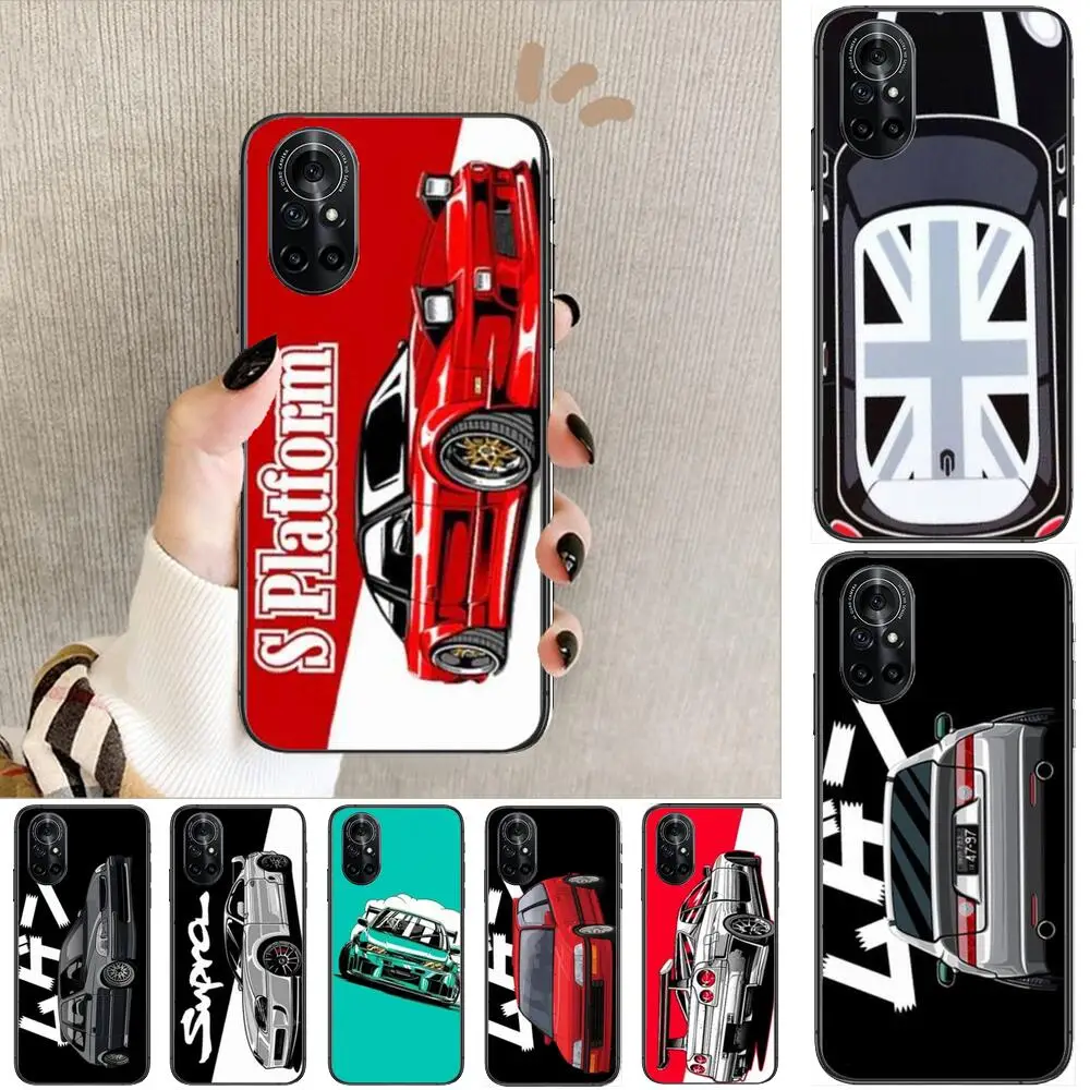 

luxury cool sports car Clear Phone Case For Huawei Honor 20 10 9 8A 7 5T X Pro Lite 5G Black Etui Coque Hoesjes Comic Fash des