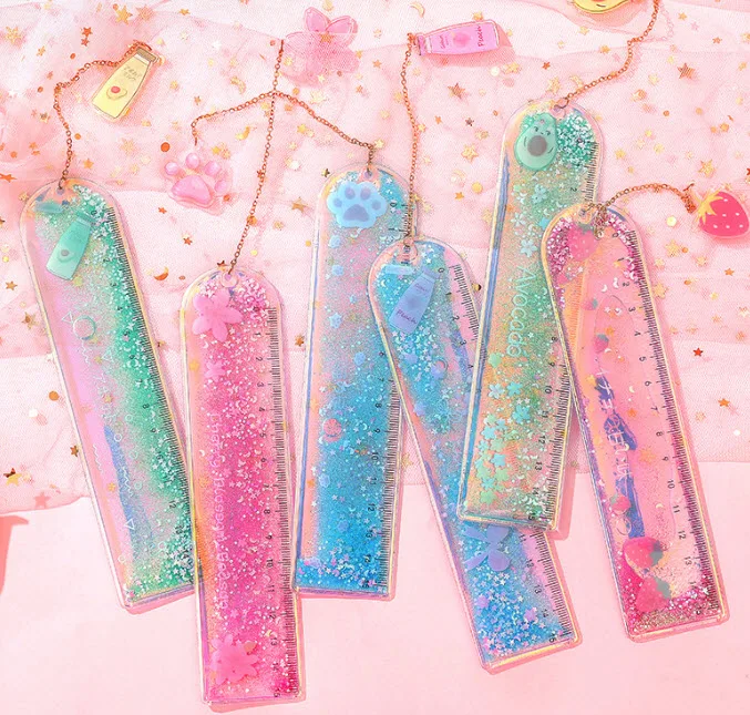 

Cute Cartoon Laser Oil Ruler Creative Cat Paw Students Straight Ruler Office Stationery Fashion Drawing Tool Toy Bear Baw Design