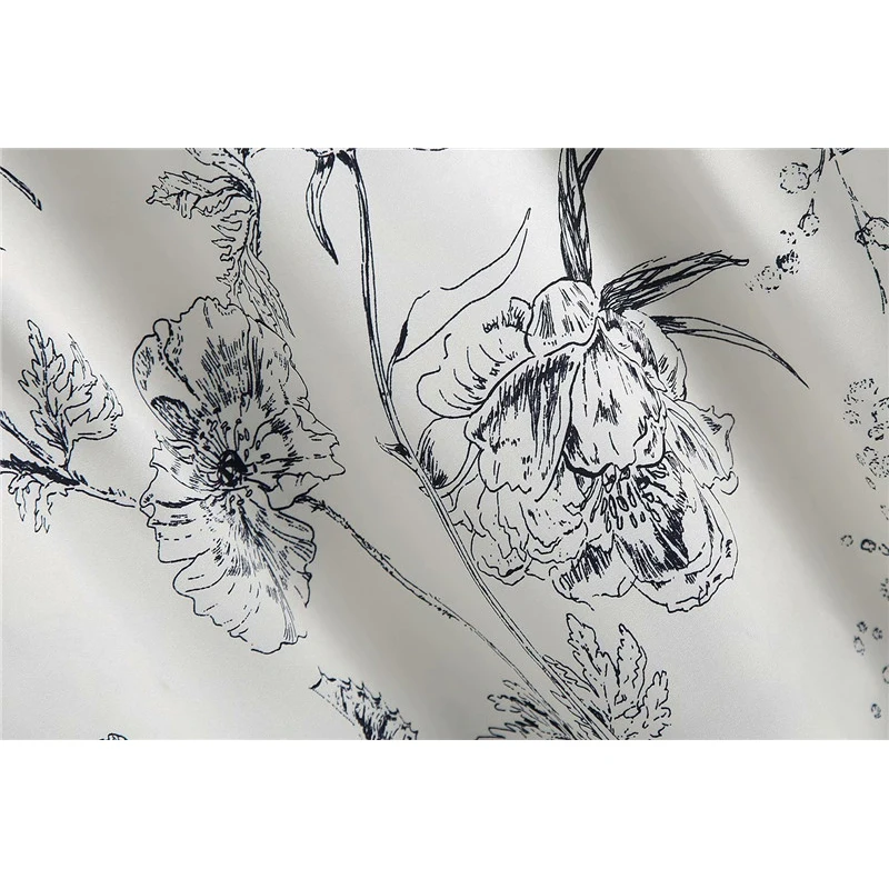

Evfer Women Fashion Hm Flower Print White Long Shirts Female Casual Turn-Down Collar Long Sleeve Spring New Loose Tops Chic