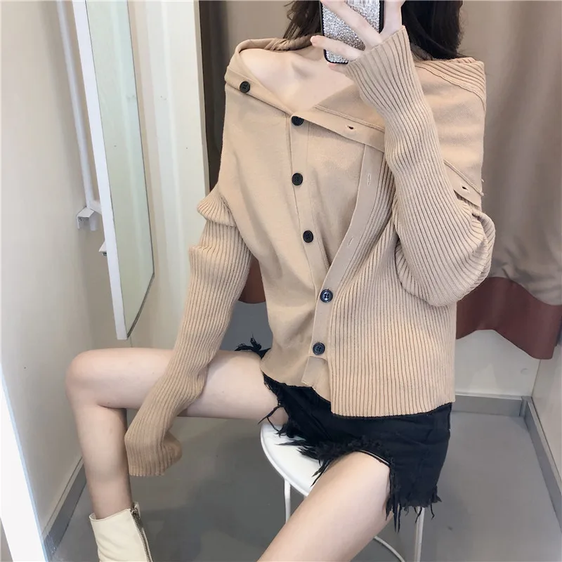 

Blue cardigan jacket women's knitting sweater 2020 new loose and lazy style short style top