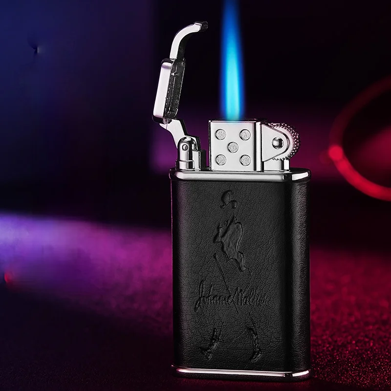

Creative Electronic Windproof Pasted Leather Straight Into The Lighter Vintage Tobacco Accessories Gift for Men Rolling Tray
