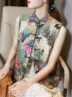 retro chinese style modern women vest ropa oriental traditional ethnic plus size gilet clothes 2021 new casual jacket hanfu tops