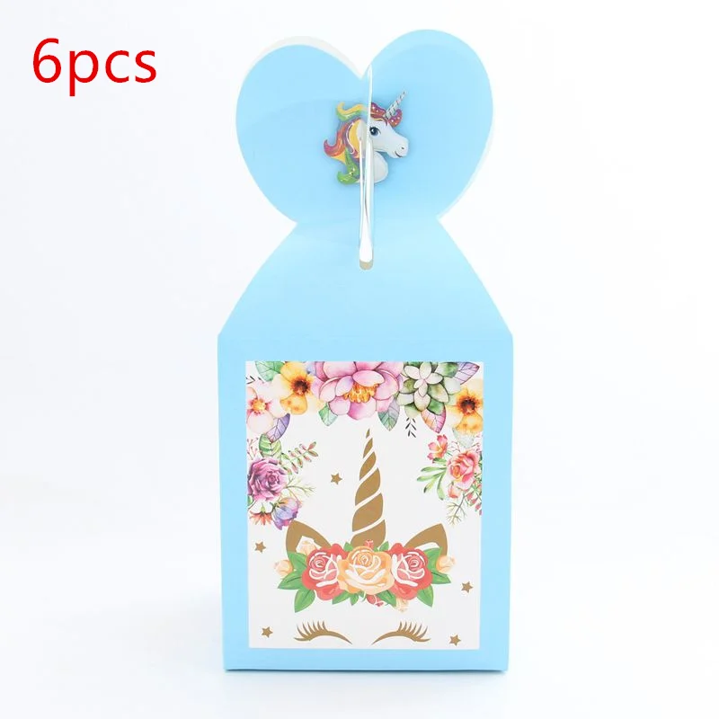 Candy Box 6pcs 1 шт. Розовый Единорог мультфильм бумажная Складная пиньята вечерние игрушки игры бинго Девочка Дети День рождения/фестиваль украшения сувениры 49*27 см - Цвет: Candy Box 6pcs