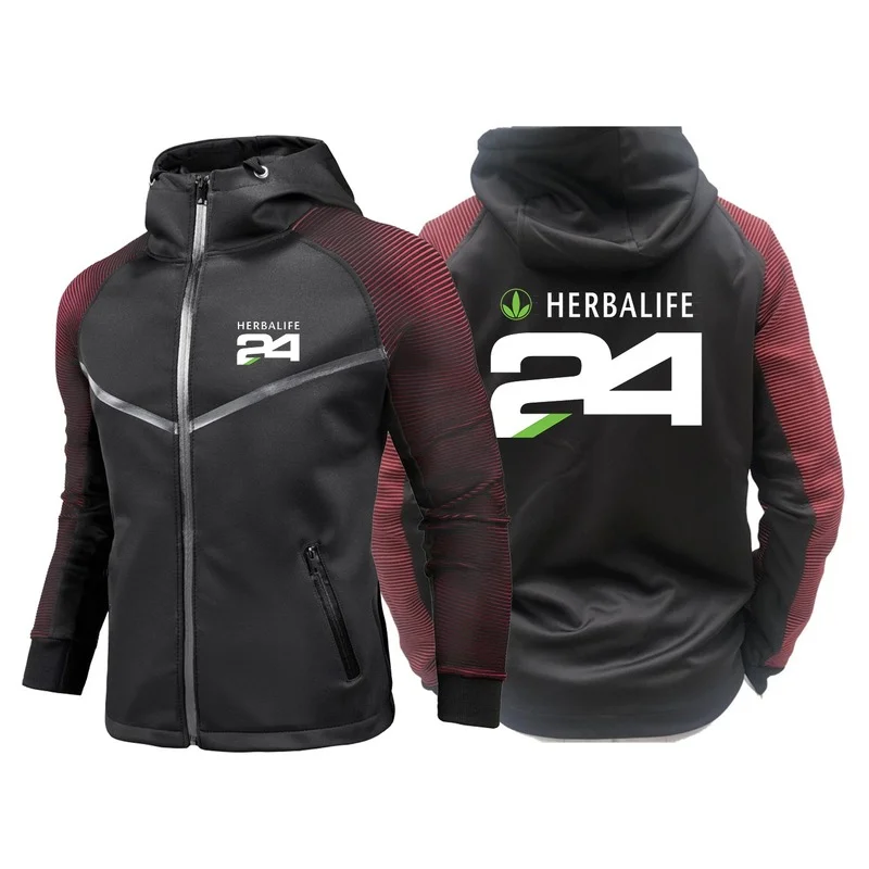 

NEW Mens Herbalife 24 Logo Hoodie Motorcycle Jacket Full Set of anti-fall Protective Coat Riding Protective Suit sport Jacket