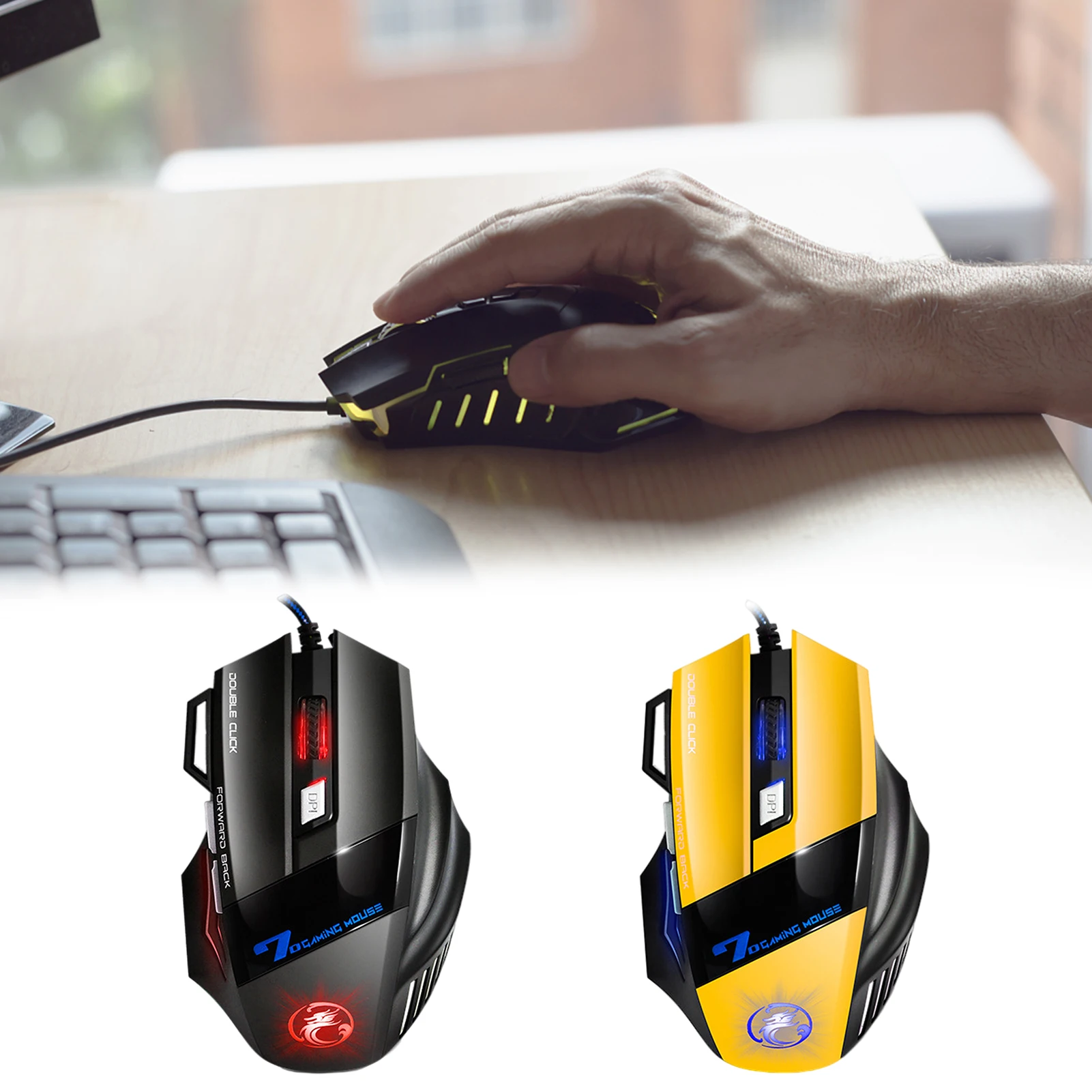 

USB Wired Gaming Mouse 2400DPI Ergonomic Professional Grade Optical Sensor Mice 7 Button For Laptop Computer PC Gamer