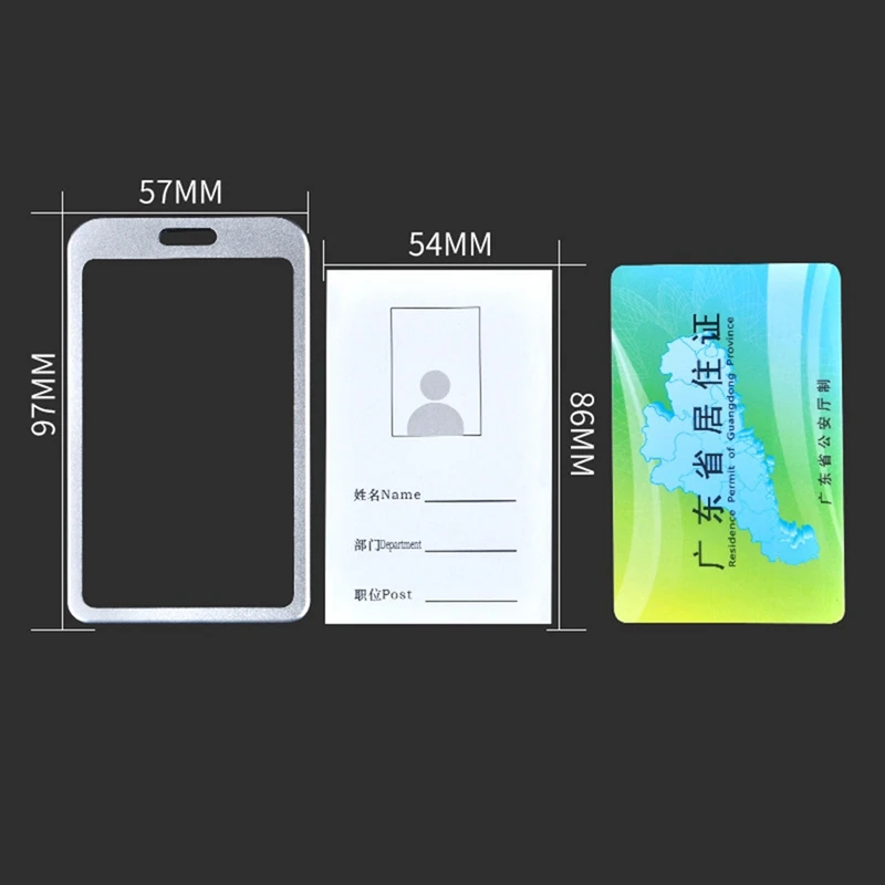 

Aluminum Alloy Badge Holder With Lanyard ID Holder Work Badge Gold Silver ID Holder For Office Work Stationery