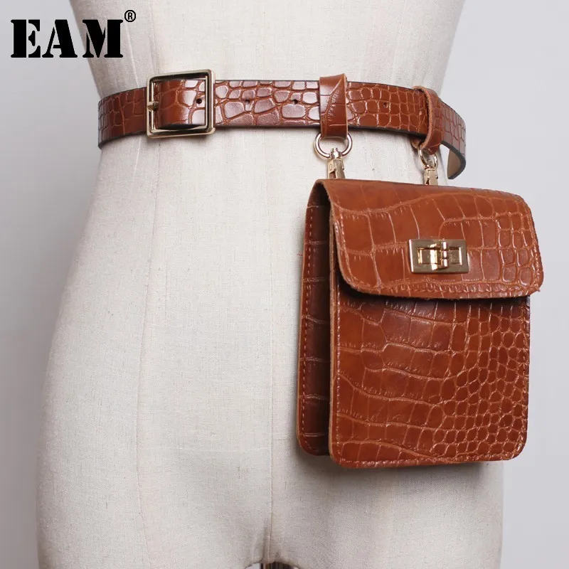 [EAM] Camel Mini bag Stitch Пряжка длинный широкий из искусственной кожи ремень для женщин