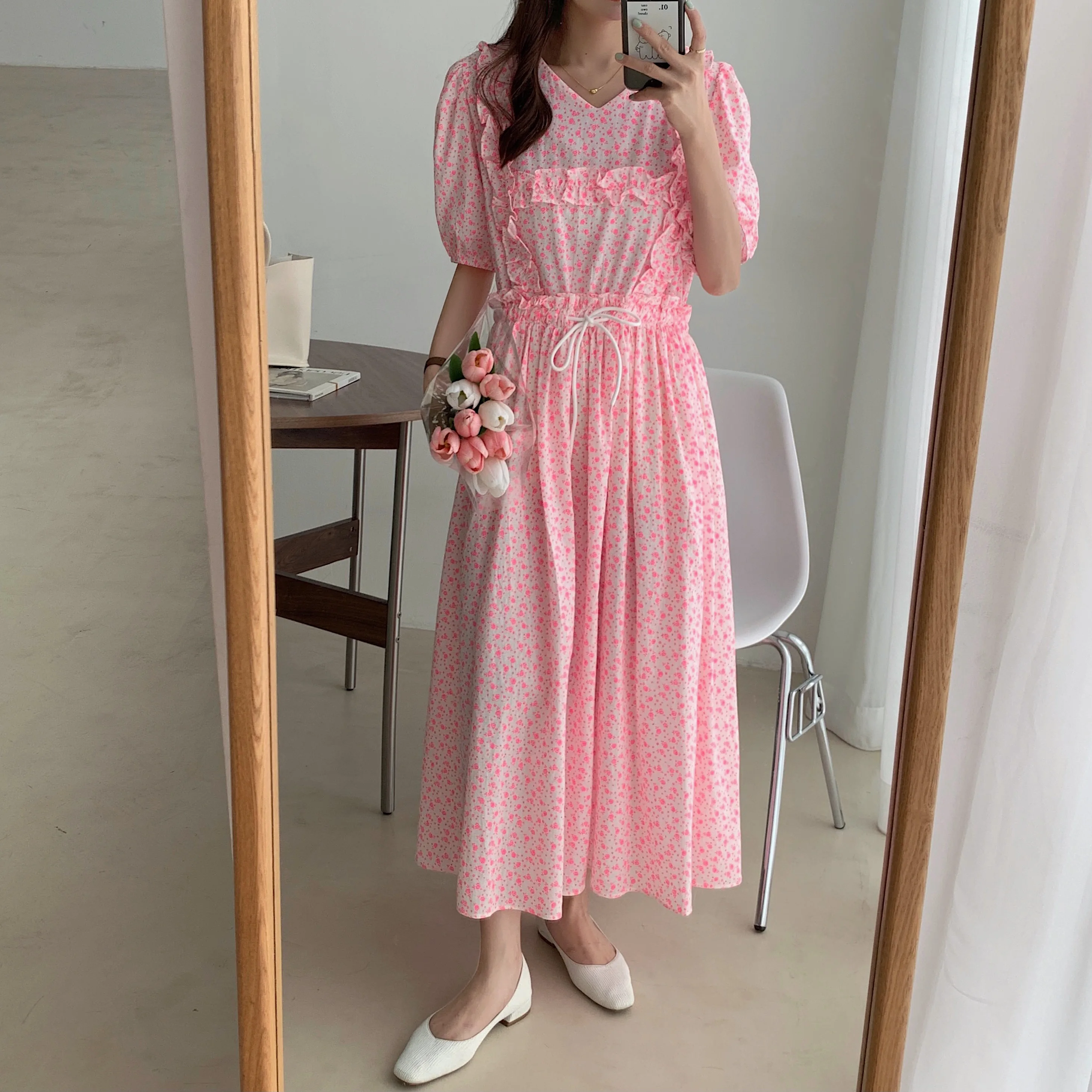 

Alien Kitty 2021 Party Florals Girls Sweet Streetwear Vestidos Hot Elegance Prom Chic All Match Summer OL Femme Long Dresses