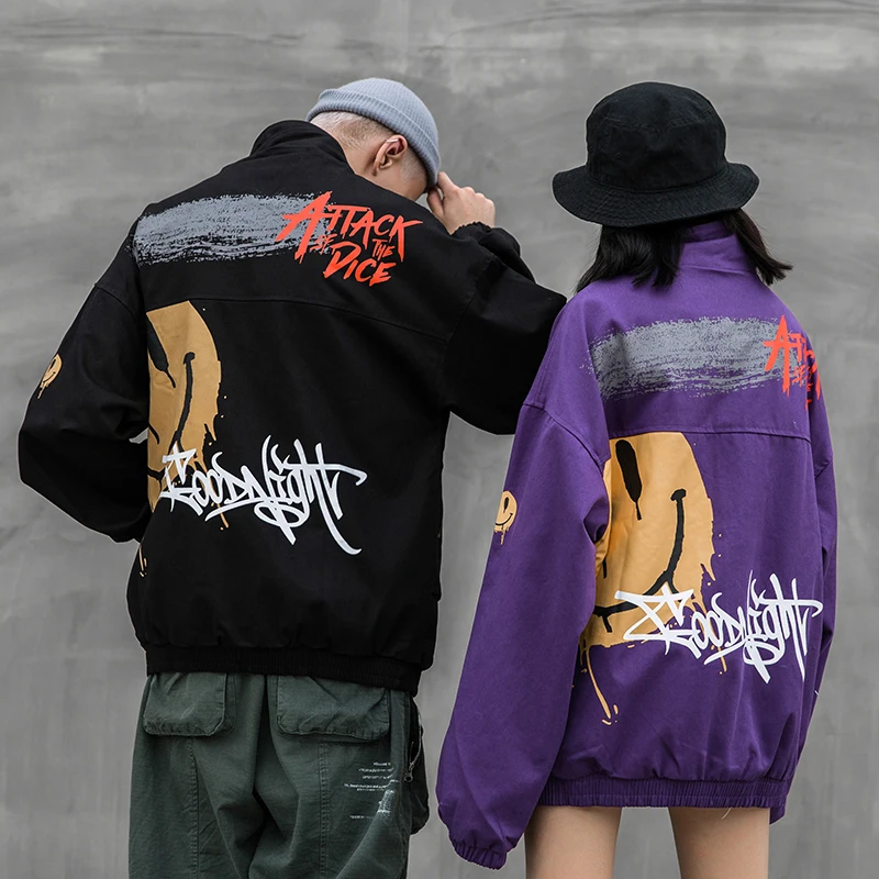 Мужская куртка-карго с принтом смайлика модная повседневная мужская куртка