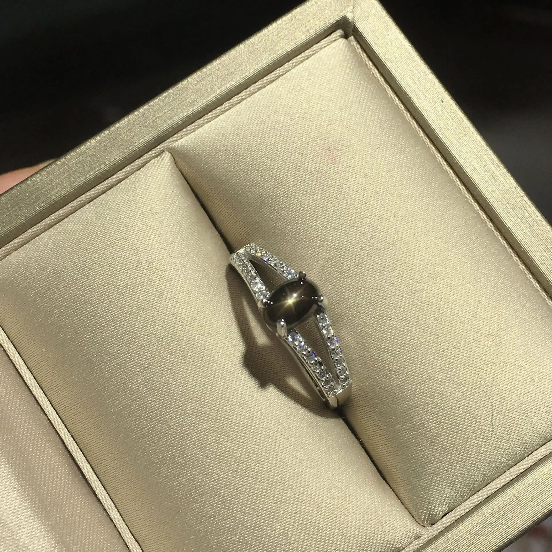 

fine jewelry S925 Pure silver inlay natural sapphire star gemstone simple female style ring lady