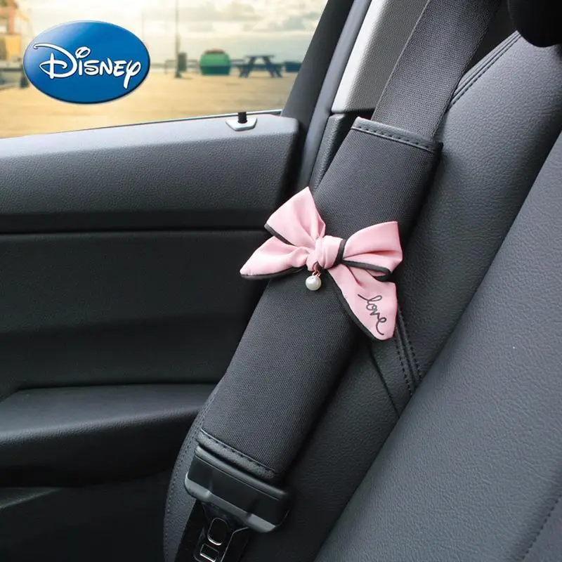 

Disney Car Bowknot Interior Set Seat Belt Shoulder Cover Handbrake Cover Handlebar Cover Armrest Box Cover Steering Wheel Cover