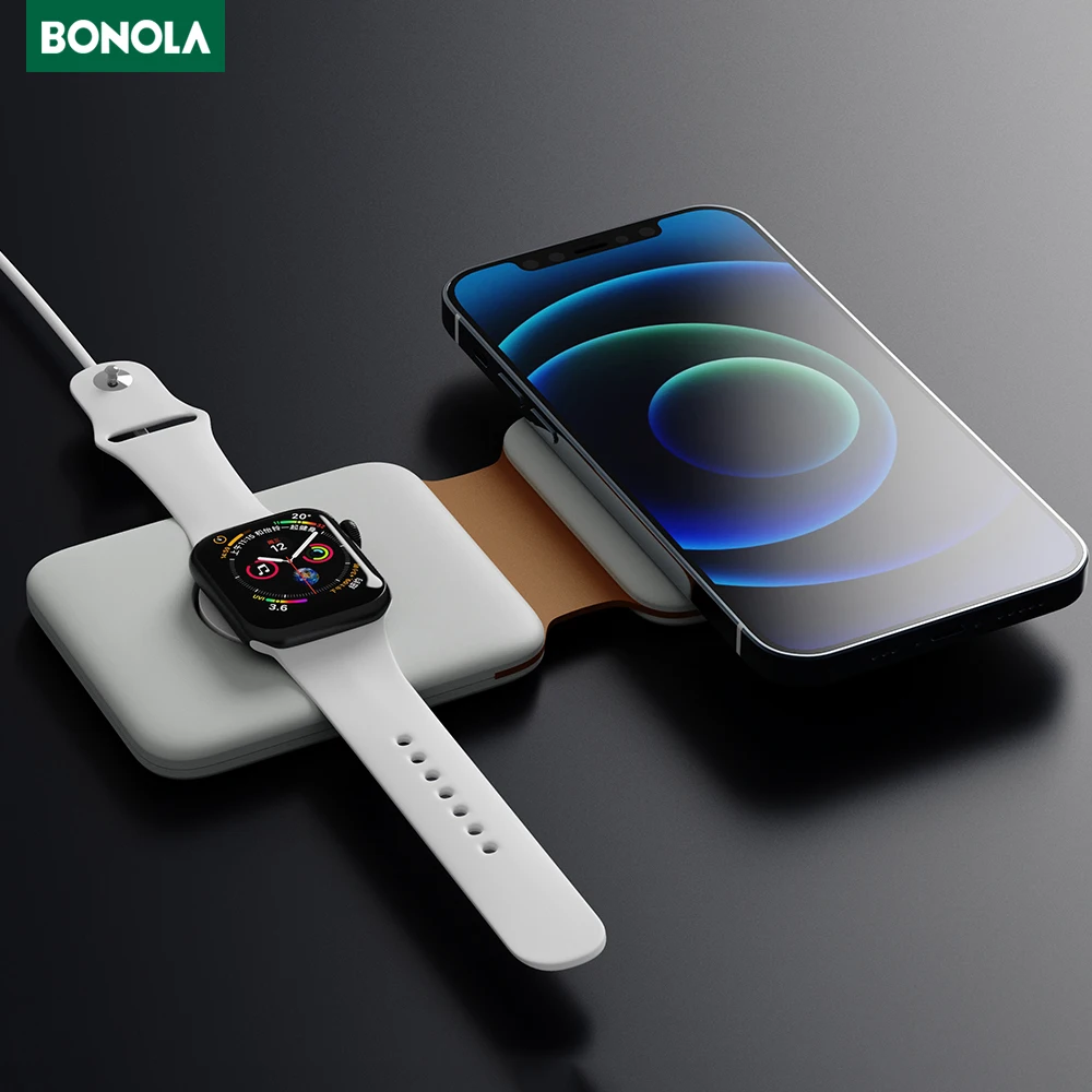 bonola 2 in 1 foldable magnetic wireless chargers for iphone 12 pro max miniiwatchairpods 2pro portable charging dock station free global shipping