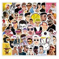 50pcs hot puerto rican singer bad bunny stickers pvc for stationery decal motorcycle skateboard laptop guitar bike cool sticker